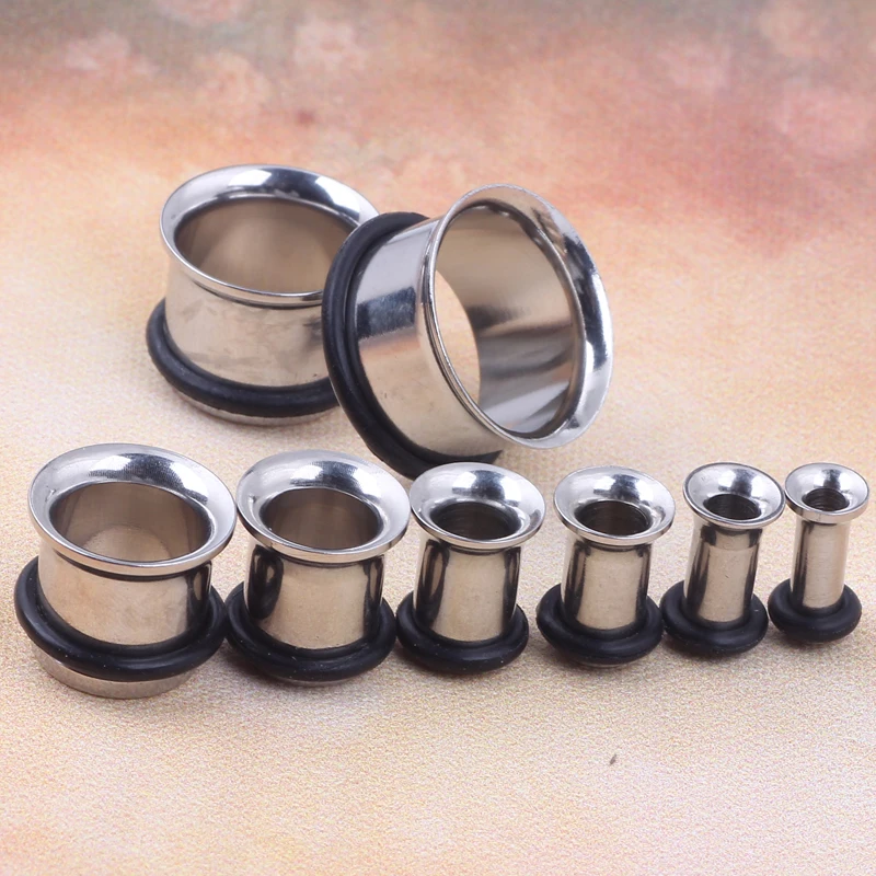 Wholesales Ear Tunnels Stretching Kit Stainless Steel Gauge Plugs Set Single Flared Expanders 14G-00G Body Piercing Gauges