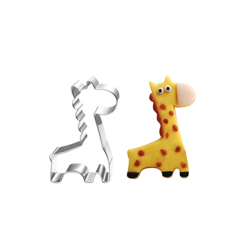 Giraffe Cookie Cutter Stainless Steel Biscuit Knife Baking Fruit Kitchen Tools Mold Embossing Printing 