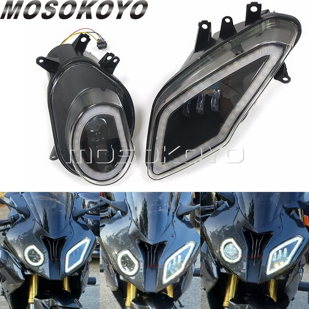 

12V Motorcycle LED Lights Replacment Headlight for BMW S1000RR 2009-2014 Waterproof High Low Beam DRL Angels Eye Ring Headlamp