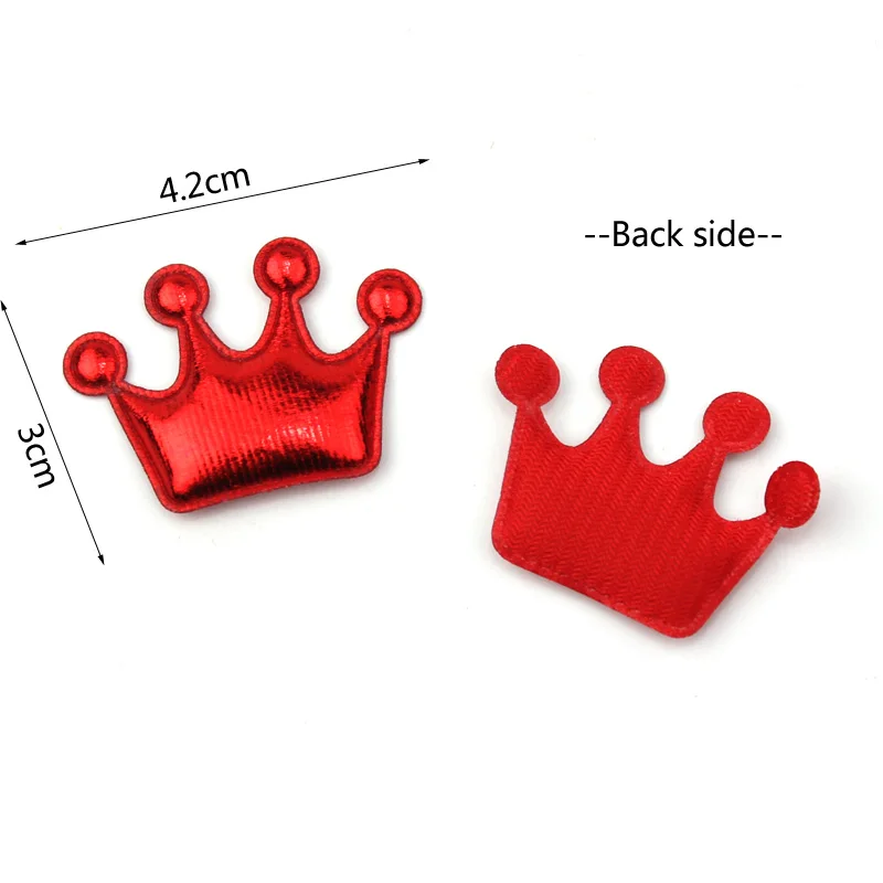 70Pcs 3*4.2cm Shiny Leather Crown Padded Appliques for Kids Headwear Patches Sewing Supplies DIY Hairpin Crafts Decor wholesale