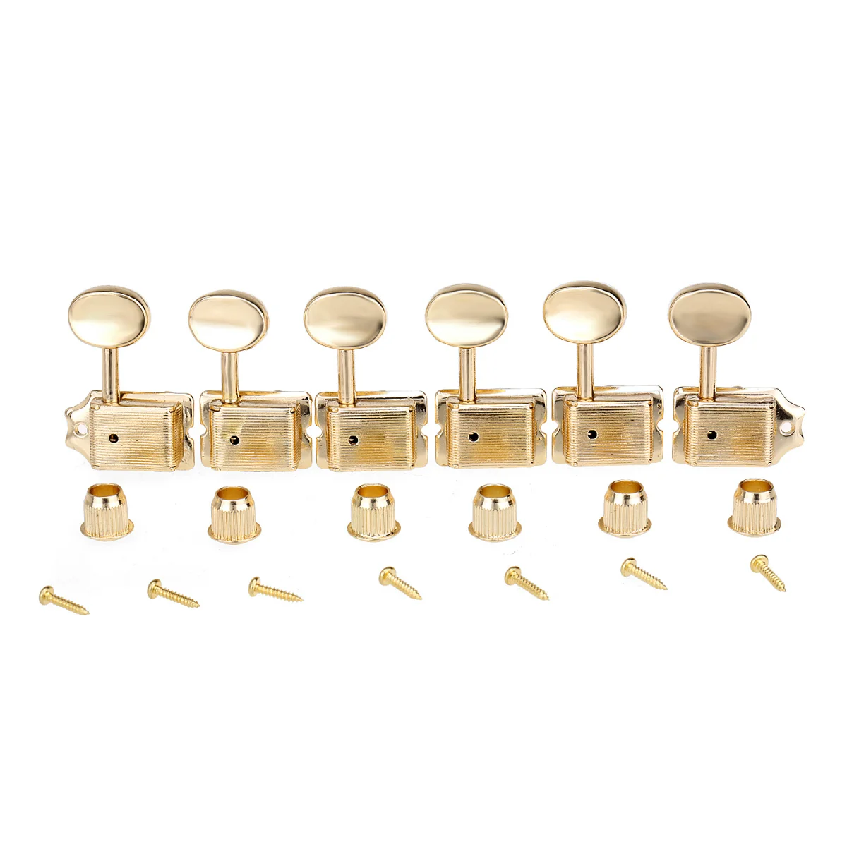 Musiclily Pro Vintage Guitar Tuners 6 in Line Machine Heads Tuning Pegs Keys Set for Squier Classic Vibe Fender ST/Tele, Gold