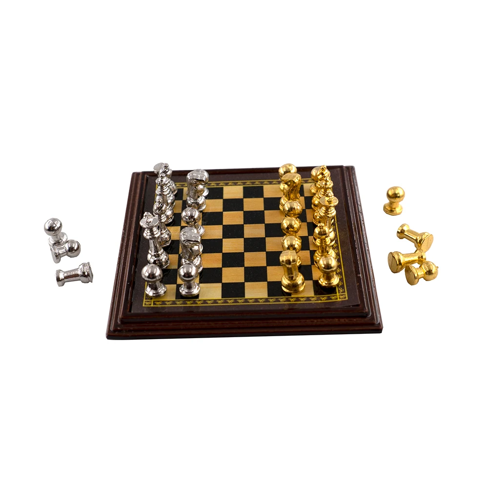 1/12 Dollhouse Miniature Accessories Mini Alloy  International Chess  Model for Doll House Decoration ob11