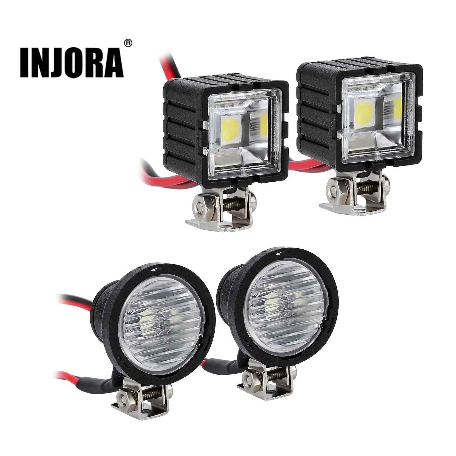 INJORA LED Lights Bright Headlights Spotlight for 1/10 RC Crawler Car TRX4 TRX6 Axial SCX10 90046 Wraith RR10 VS4-10 Redcat Gen8