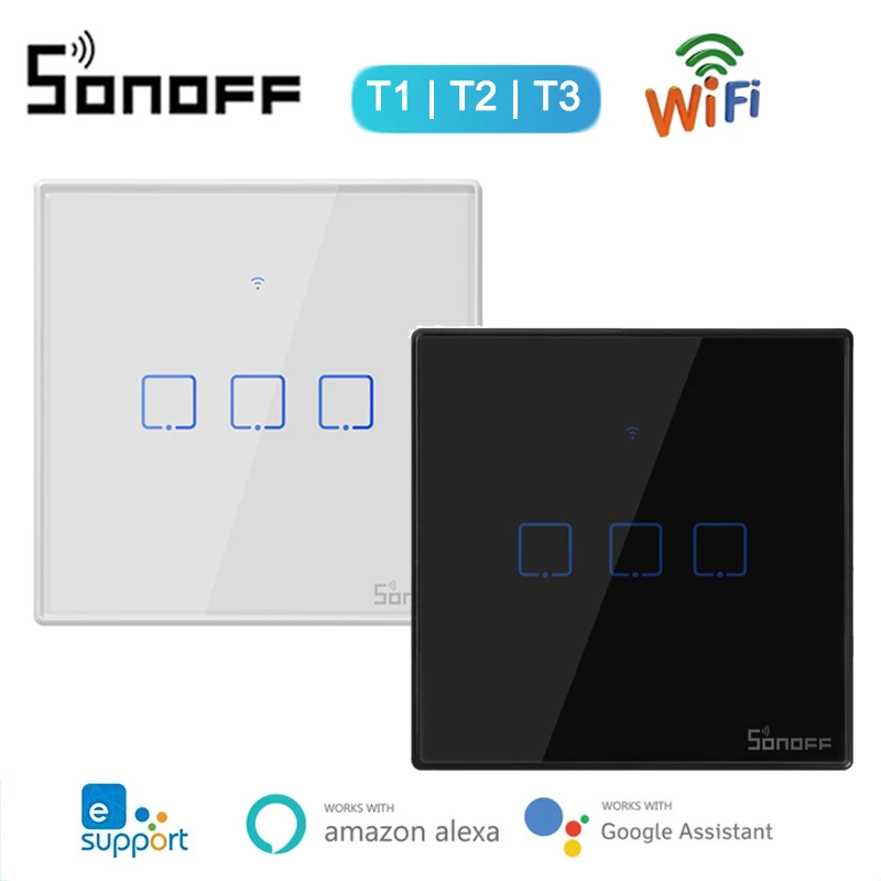 SONOFF T1 T2 T3 EU/UK WiFi Smart Wall Light Switch eWelink Smart Home interruptor TX Series 86 Type Switch For Alexa Google Home