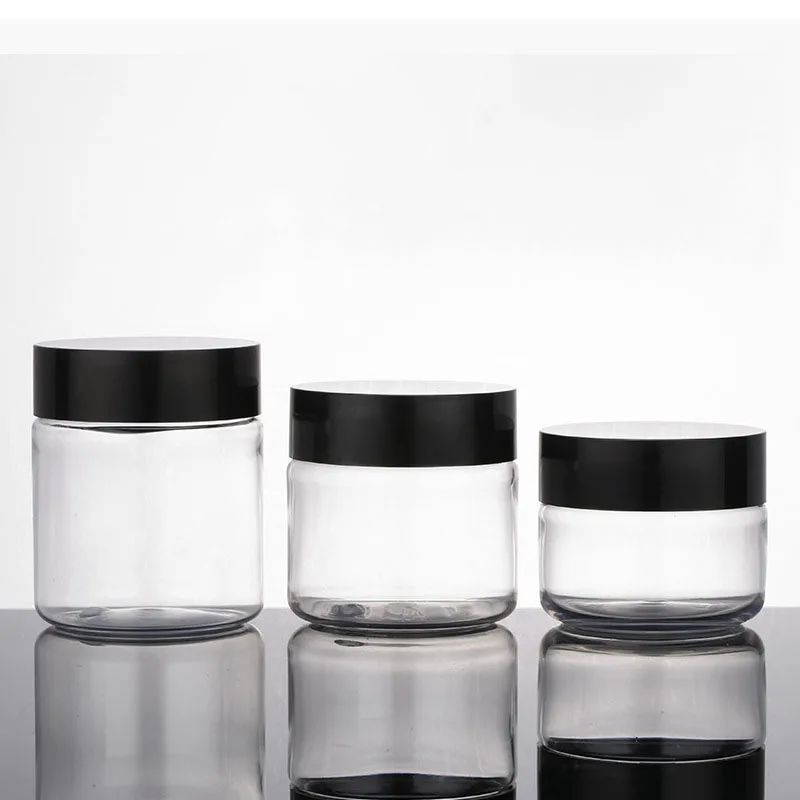 1 Pcs 60ml / 100ml / 120ml Clear Plastic Jar With Black/white Lids  Home Kitchen Empty Plastic Storage Bottle Container Box