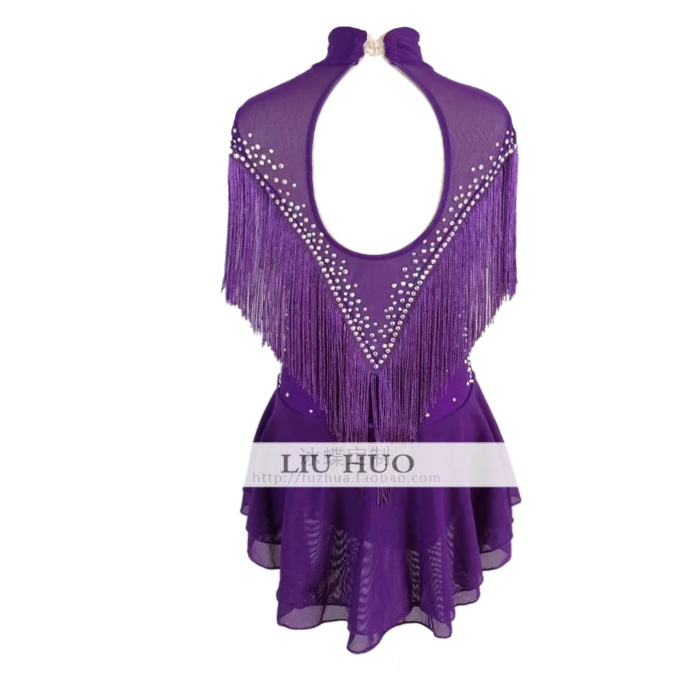 LIUHUO – robe de patinage artistique pour femmes et filles, Costume de Performance de compétition, danse, léotard, gymnastique rythmique, adolescent, violet