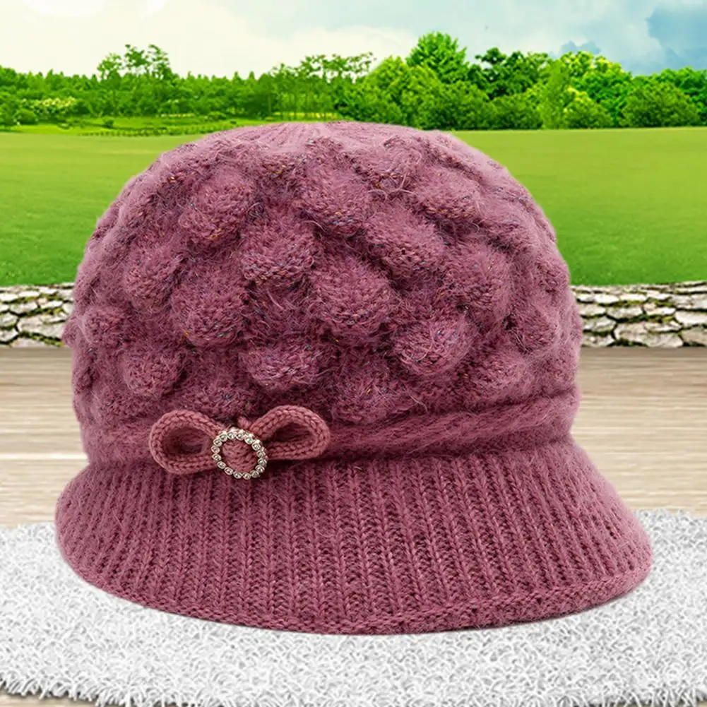 Winter Women Hat Warm Knit Non-shedding Breathable Vibrant Color Warm Knit Hat with Visor for Women