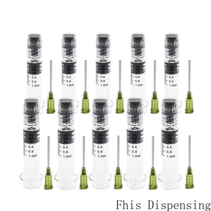 Borosilicate Glass Luer Lock Syringe 1ml Capacity Reusable with Bonus 14G Blunt Tip Non Hypodermic Needles 100 Sets