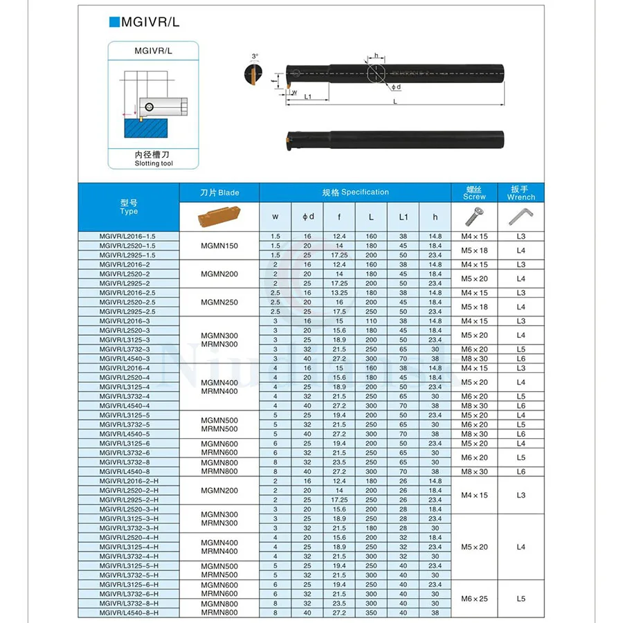 MGIVR2016-1.5 MGIVR2016-2 MGIVR2016-2.5 الحز تحول أداة حامل MGIVR2016-3 MGIVR2016-4 آلة خرط تعمل بالتحكم الرقمي بواسطة الحاسوب أداة MGIVL الشق أربور