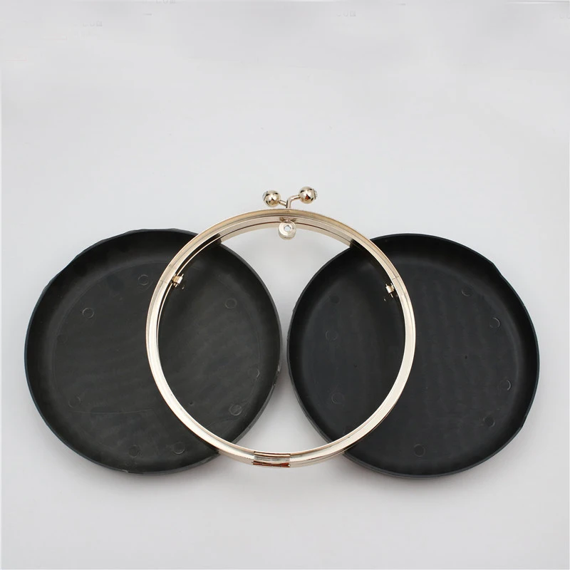 Round Bag Box Material Gold Head Coin Purse Frames 18cm Diy Accessaries Purse Bag Frame Kiss Clasp Plastic Cover