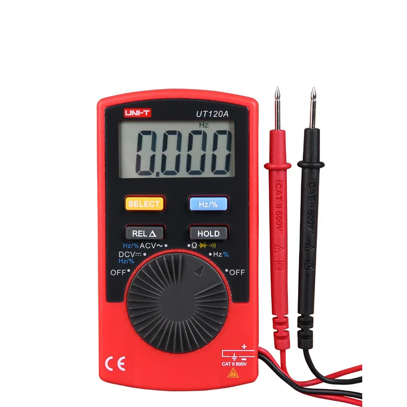 UNI-T UT120A UT120B UT120C حجم الجيب الرقمي المتعدد السيارات المدى التيار المتناوب تيار مستمر الحالي مقياس التيار الكهربائي الصغير 4000 التهم الكهربائية المتعددة