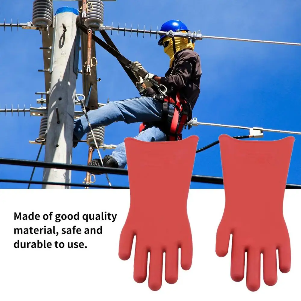 

1 pair of professional durable 12kv high voltage electrical insulating gloves rubber electrical safety gloves 40 cm accessory