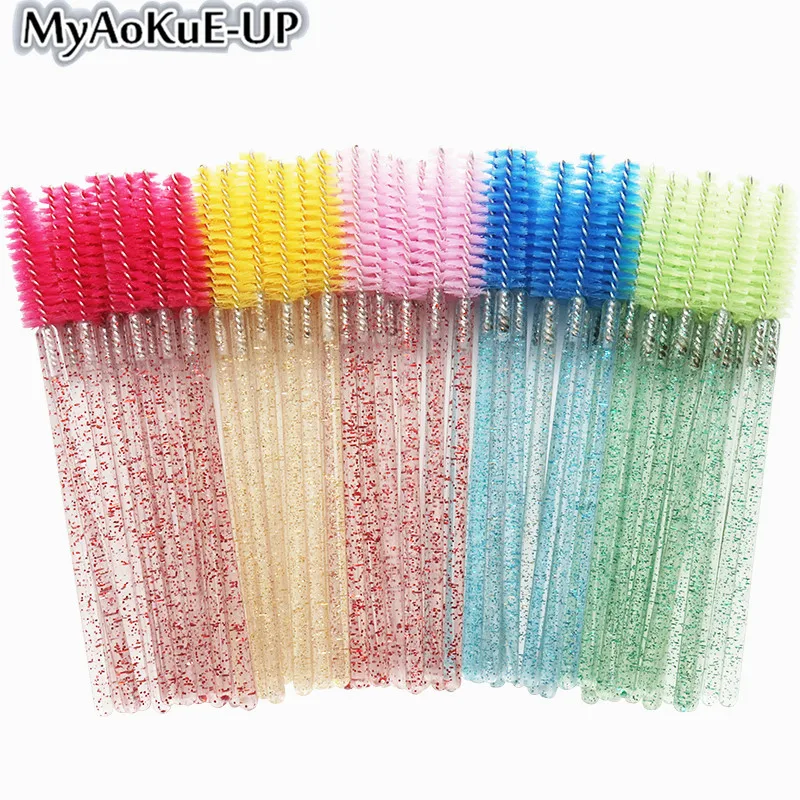 50pcs Disposable Make Up brushes Cosmetic Eyelashes Crystal Eyelash brushes Diamond Applicator eyelash mascara wands brush tools