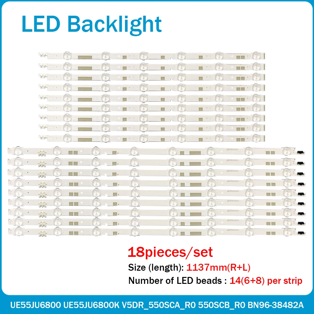 

18 pcs LED backlight strip for Samsung UA55JS7200 UE55JU6800 UE55JU6850 UE55JU6870U V5DR_550SCA 550SCB_R0 BN96-38481A 38482A