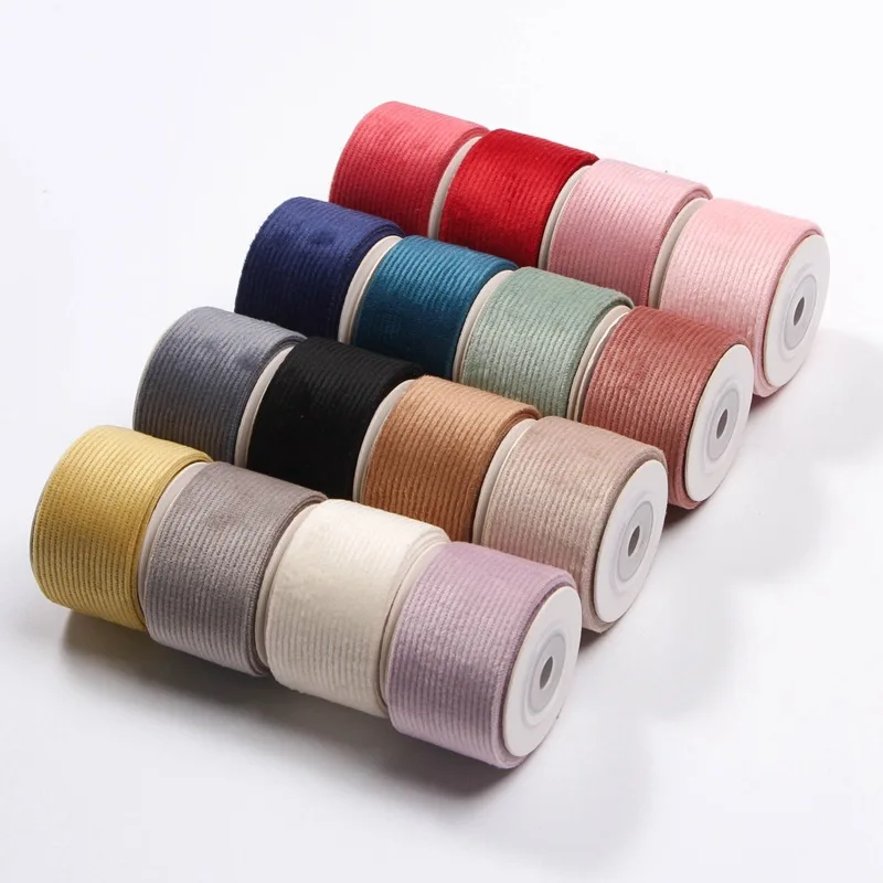 5yards Double Sided Soft Corduroy Ribbon for DIY Hair Accessories Clothing Material Flower Wedding Gift Box Decoration Ribbons