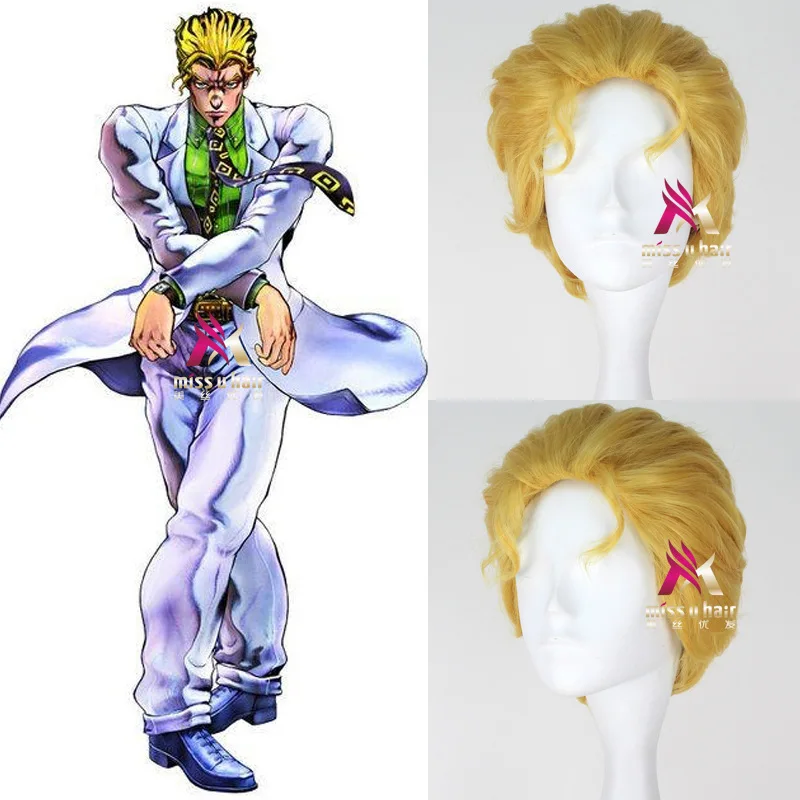 new Comic JoJo's Bizarre Adventure Golden Wind Cosplay Wig Kira Yoshikage JoJo no Kimyou na Bouken Synthetic Hair +wig cap