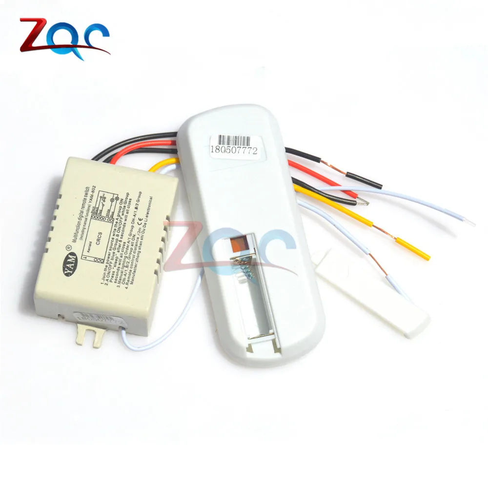 2 Way Relay LED Light Switch 220V 50/60Hz RF Remote Control Digital Wireless Remote Control Switch for Ceiling LED Lamp Bulb