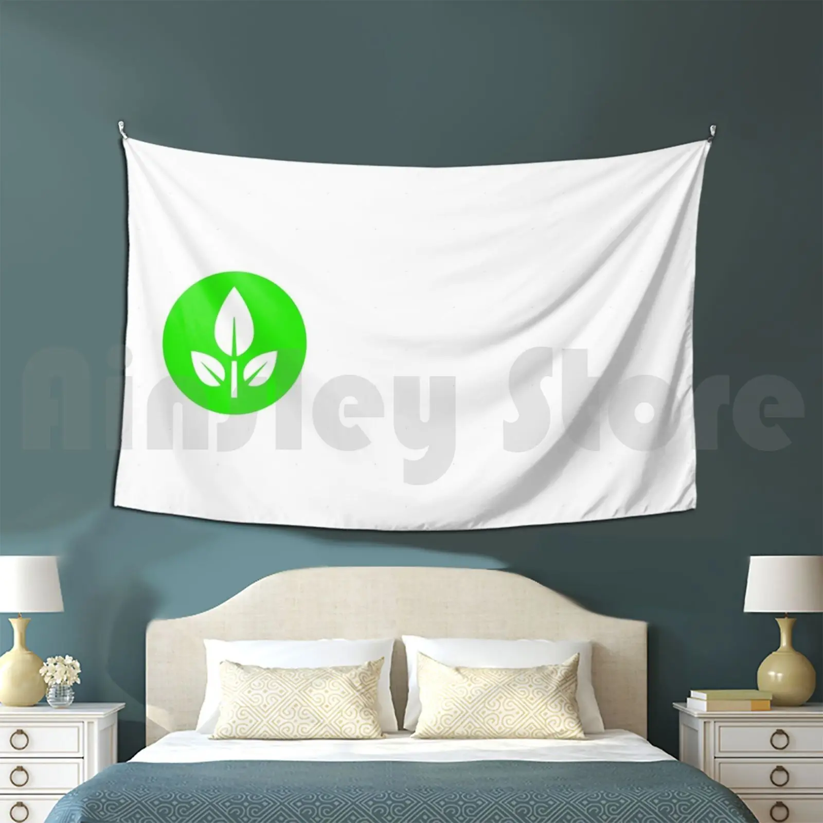 Plant Icon Tapestry Living Room Bedroom Plant Icon Pixar Walle Eve Green Round Chinstrap