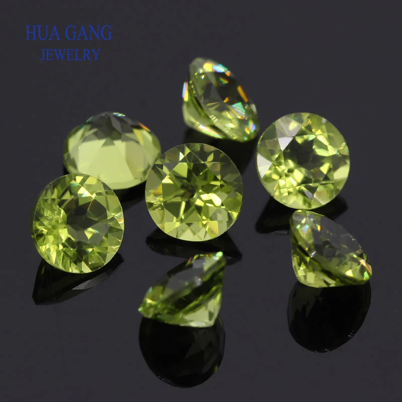 Natural Gemstone Round Chrysolite Olivine Stone Peridot Beads Loose Gemstone Facetted Cut Size 1.0~10mm For DIY Jewelry Making