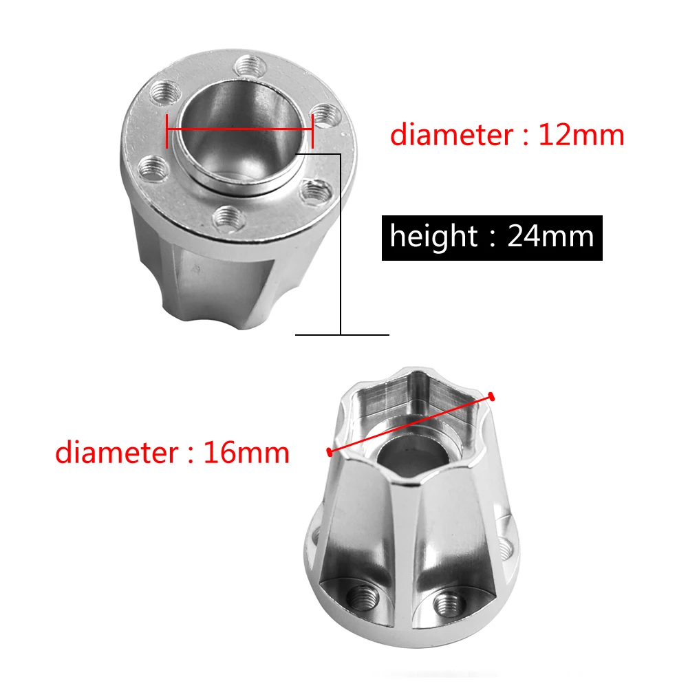 YEAHRUN 1/2 szt. Piasty koła adaptery sześciokątne 12mm OD do osiowych SCX10 1:10 zdalnie sterowany samochód gąsienicowy 1,9 cala felgi z blokadą