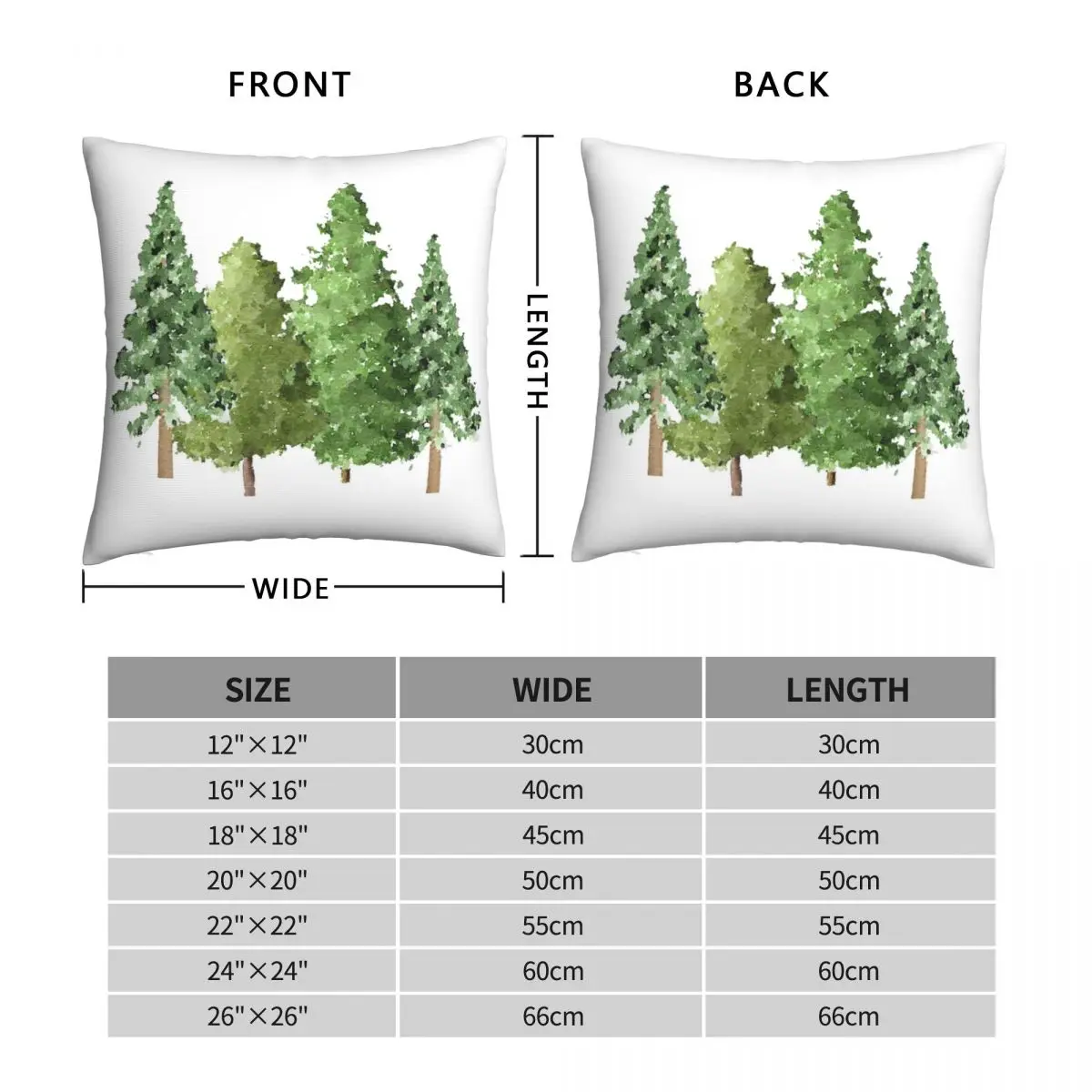 Christmas Winter Evergreen Pine Trees Pillowcase Polyester Linen Velvet Zip Decor Pillow Case Room Cushion Case