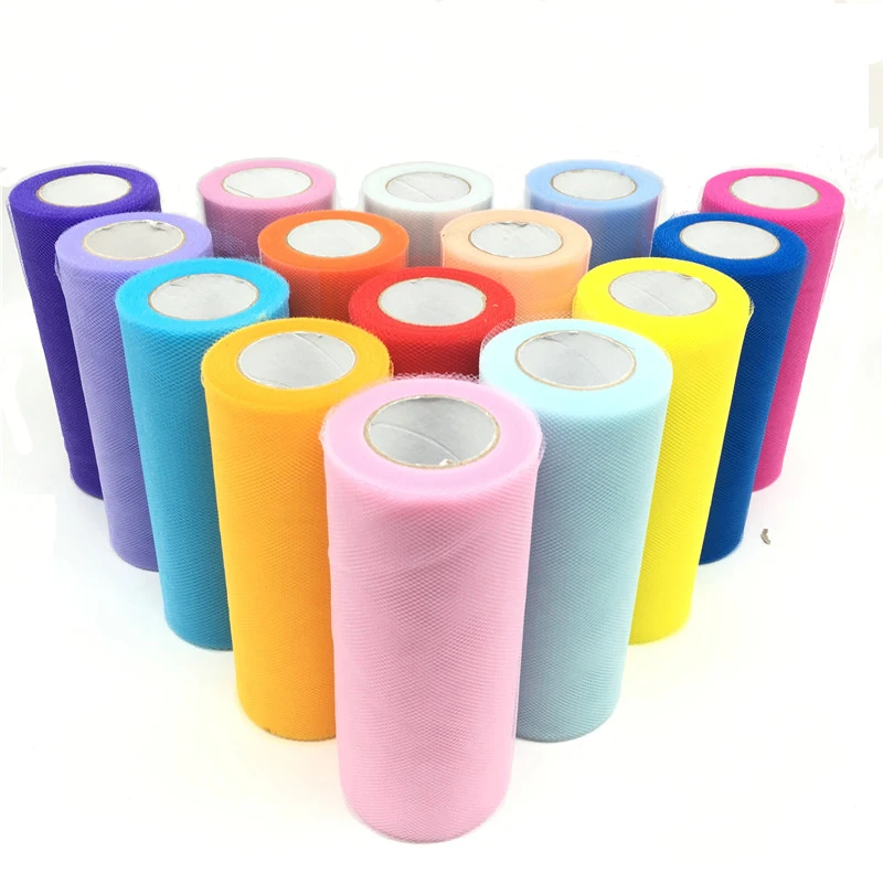 Tulle Roll Spool 25 Yards 15cm Wedding Table Runner Tutu Roll Crystal Tulle White Organza Tutu Skirt Baby Shower Party Supplies