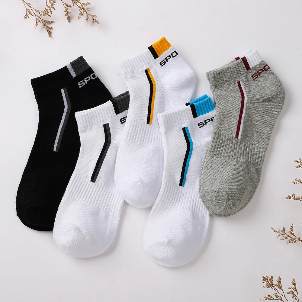 10 Pair Men Ankle Socks Breathable Cotton Sports Socks Mesh Casual Athletic Summer Thin Cut Short Sokken Black And White Socks