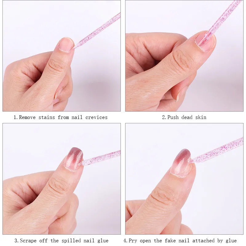 100pcs Crystal Sticks For Cuticle Pusher Remover Colorful Forks For Manicure Pedicure Dual-end Reusable Nail Art Tools
