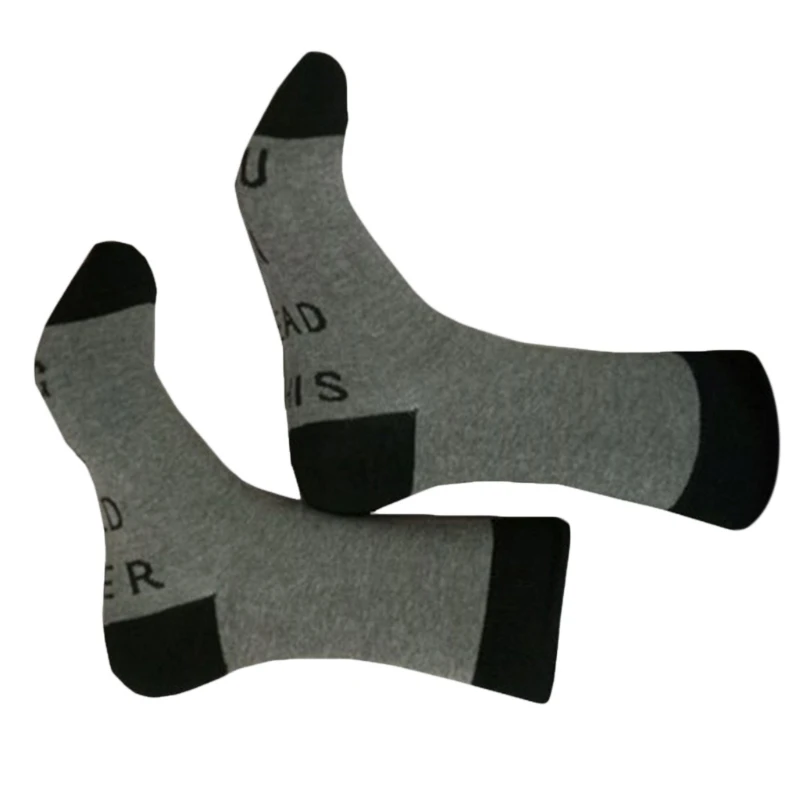 Calcetines de algodón con estampado divertido para hombre y mujer, calcetín con letras en inglés, francés, negro, gris