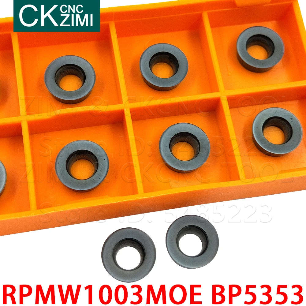 Rpmw1003moe bp5353 rpmw 1003m0e inserções de carboneto de fresagem inserções de inserção de ferramentas de fresagem redonda cnc torno de metal ferramenta indexável