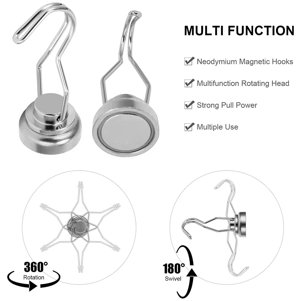 Ganci magnetici girevoli ganci magnetici al neodimio per impieghi gravosi 4 pezzi con adesivi antigraffio per frigorifero domestico cucina disponibile