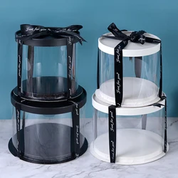 4/6 inch PVC Clear Cake Boxes Round Transparent Packaging Box for Birthday Wedding Anniversary Party Valentine Day Cake Gift Box