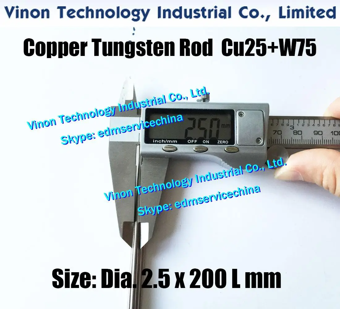 

(5 шт. в упаковке) D2.5x200Lmm медный вольфрамовый стержень W75 (медь 25% + Вольфрам 75%), круглый медный вольфрамовый электрод с эрозией