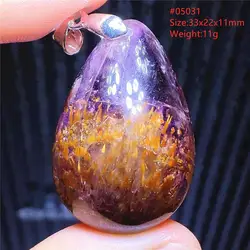 Natural Cacoxenite Purple Rutilated Red Auralite 23 Pendant Canada Gemstone Necklace Crystal Water Drop Jewelry AAAAA