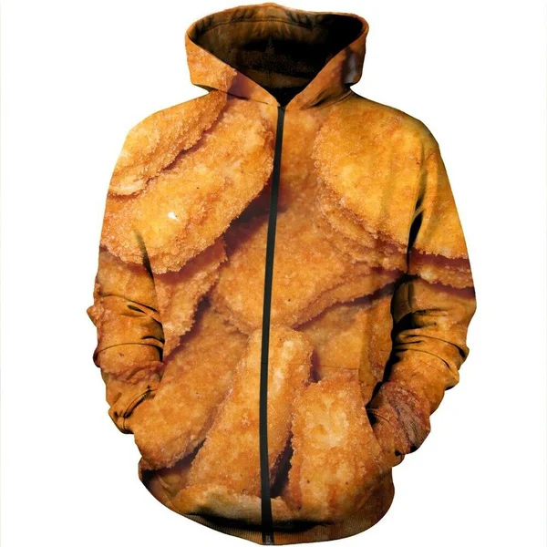 New chicken nugget Funny 3D Print Causal Clothing New Fashion Men/ Women Zipper Hoodies Plus size S-7XL harajuku  man hoodies