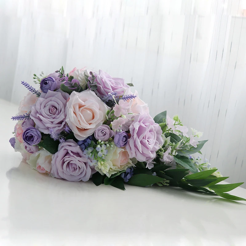 Lavndear Purple with Champagne Bouquet Wedding Flowers Bridal Bouquets Graden Style Long