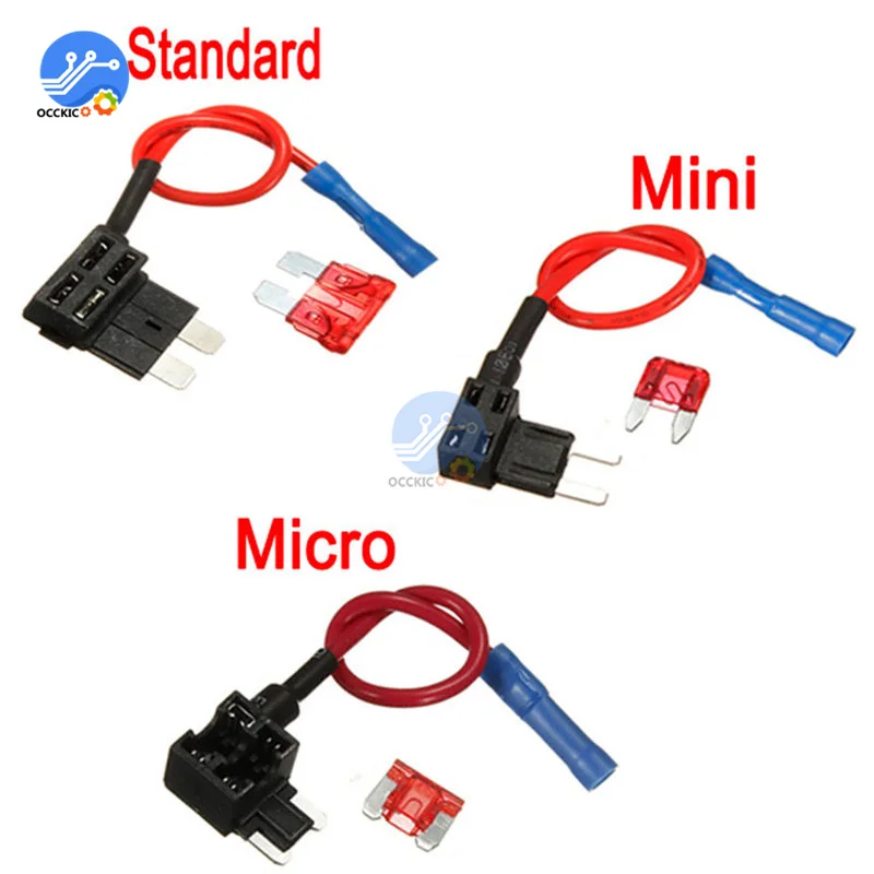 12V Fuse Holder Add-a-circuit TAP Adapter Micro Mini Standard ATM APM Blade Auto Fuse with 10A Blade Car Fuse With Holder