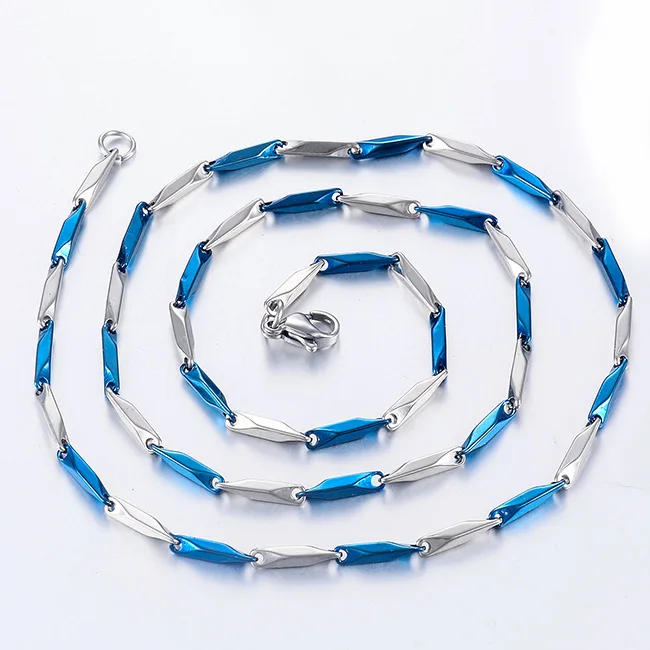 Neue Edelstahl-Herrenkette im Byzantinischen Stil, Hip-Hop-Mode, Blaue Halskette, Schmuck – Detail 1