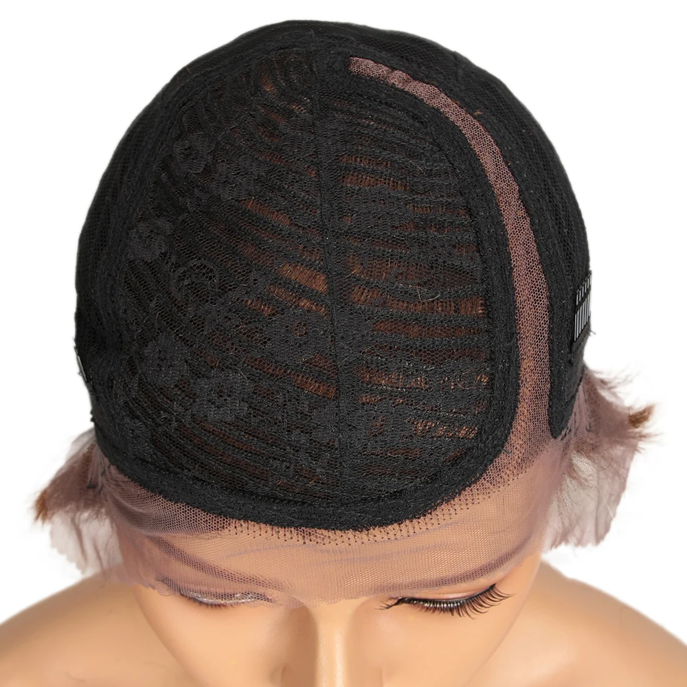 Sleek Lace Human Hair Wigs For Women Short Woman Pixie Cut Wig Real Highlight Colored Brazilian Hair Wigs 13x3 Part Lace Wigs