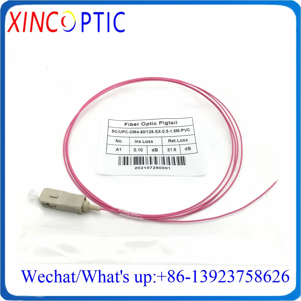 100Pcs 0.5/1/1.5/2M FTTH SC/UPC Simplex 50/125 MM Multimode OM4 0.9mmTight Buffer Aqua PVC/LSZH Fiber Optic Pigtail Cable