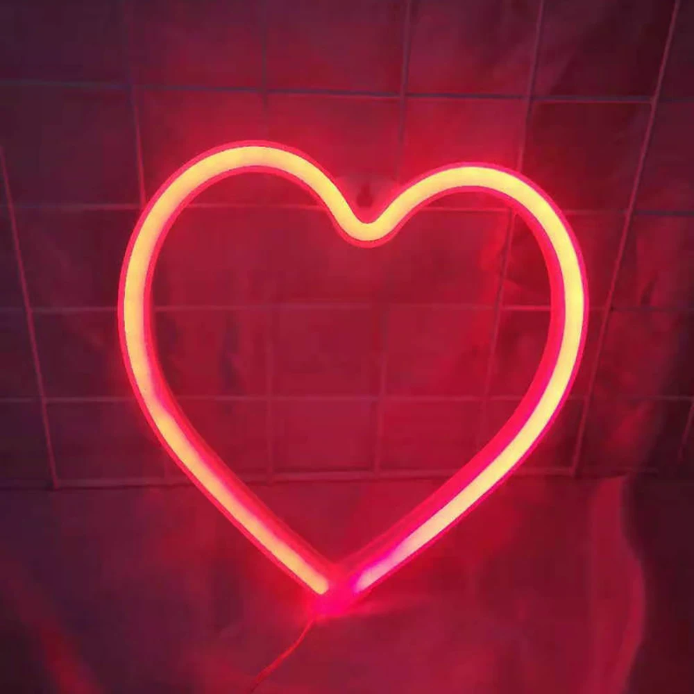 Heart Neon Sign Battery and USB Dual Powered LED Light for Party Home Decoration Table Lamp Wall Decoration Valentine\'s Day Gift