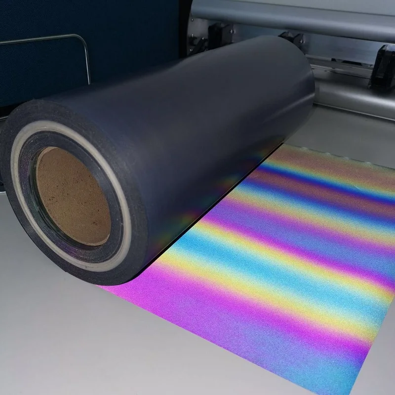 Heat transfer HTP Reflective Vinyl Iridescence Xylopyrography Colorful Film DIY Rainbow Film For Clothing