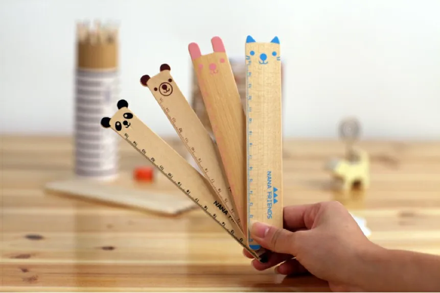 4pcs/lot lovely Animal design wooden Bookmarker Ruler Kids' Teenagers'  Kids Study Supplies book mark