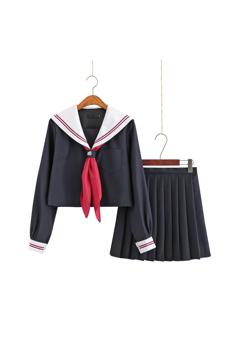 Japanese Jk Costum Sailor Suit Autumn Cosplay College Middle School Uniform Dress For Girls Students Anime Pleated Skirt