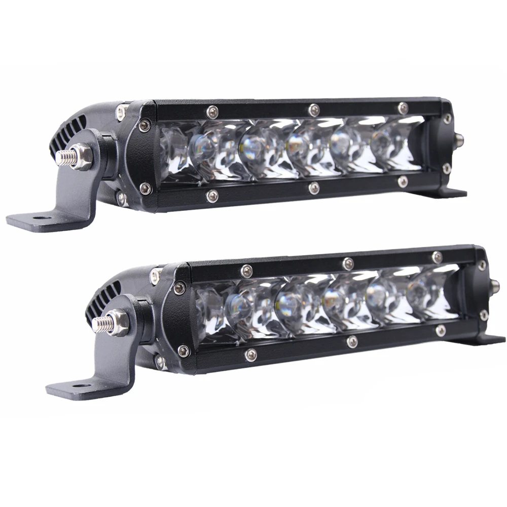 2pcs Single Row 7inch 30W Led Light Bar Slim Offroad Spot Flood Driving 4WD Boat SUV Motorcycle 12V 24V