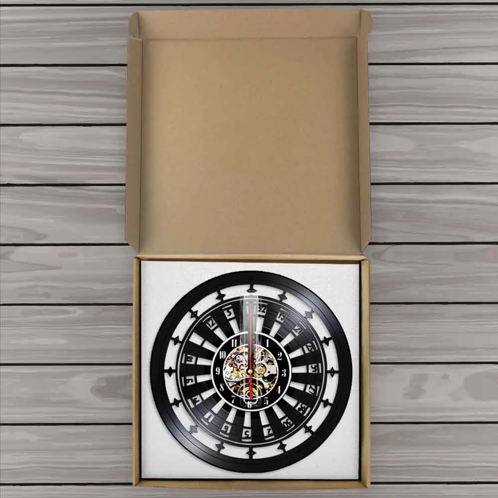 Casino Roulette Wheel Gamble Vinyl Record Wall Clock For Bar Pub Game Room Club Las Vegas Artwork Retro Music Album LP Clock