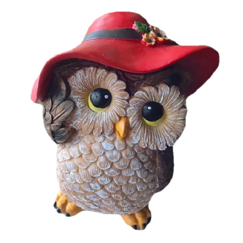 American Country Style Resin Owl Ornaments, Cute Animal Crafts, Miniature Figurines, Fairy Garden Decor, Home Decor  Accessories