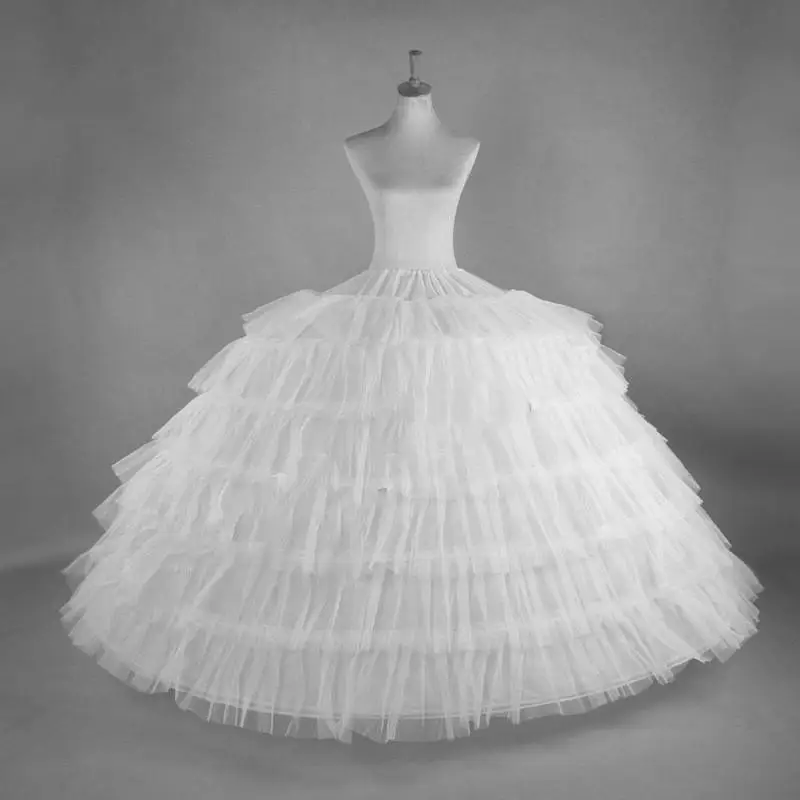 

6 Hoops Big White Quinceanera Dress Petticoat Super Fluffy Crinoline Slip Underskirt For Wedding Ball Gown