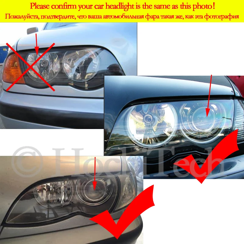 Headlight Multi-color RGB LED Angel Eyes  Ring Eye DRL RF Remote Control for BMW E36 E38 E39 E46 projector 4x131 Accessories