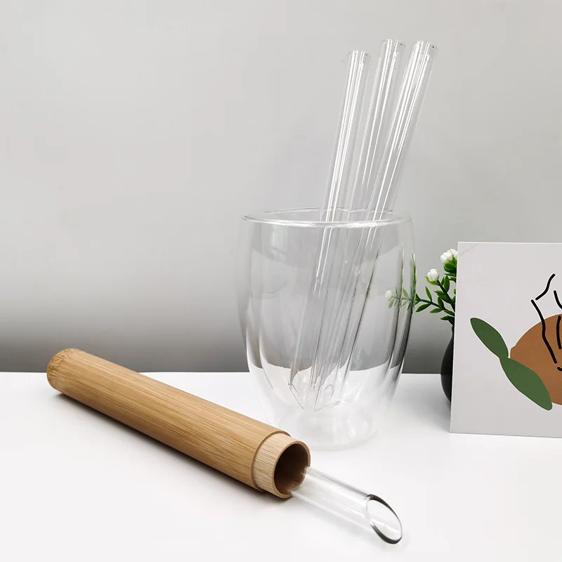 1Pc Reusable Glass Boba Bubble Tea Straws Glass Drinking Straws Colorful 12mm Wide Smoothie Milkshake Straw with Cleaning Brush